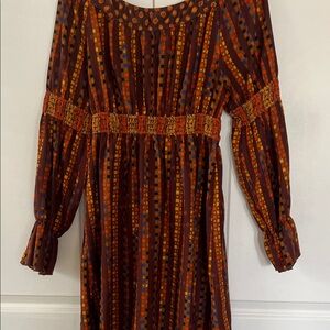 Anna Sui Vibrant Long Sleeve Dress